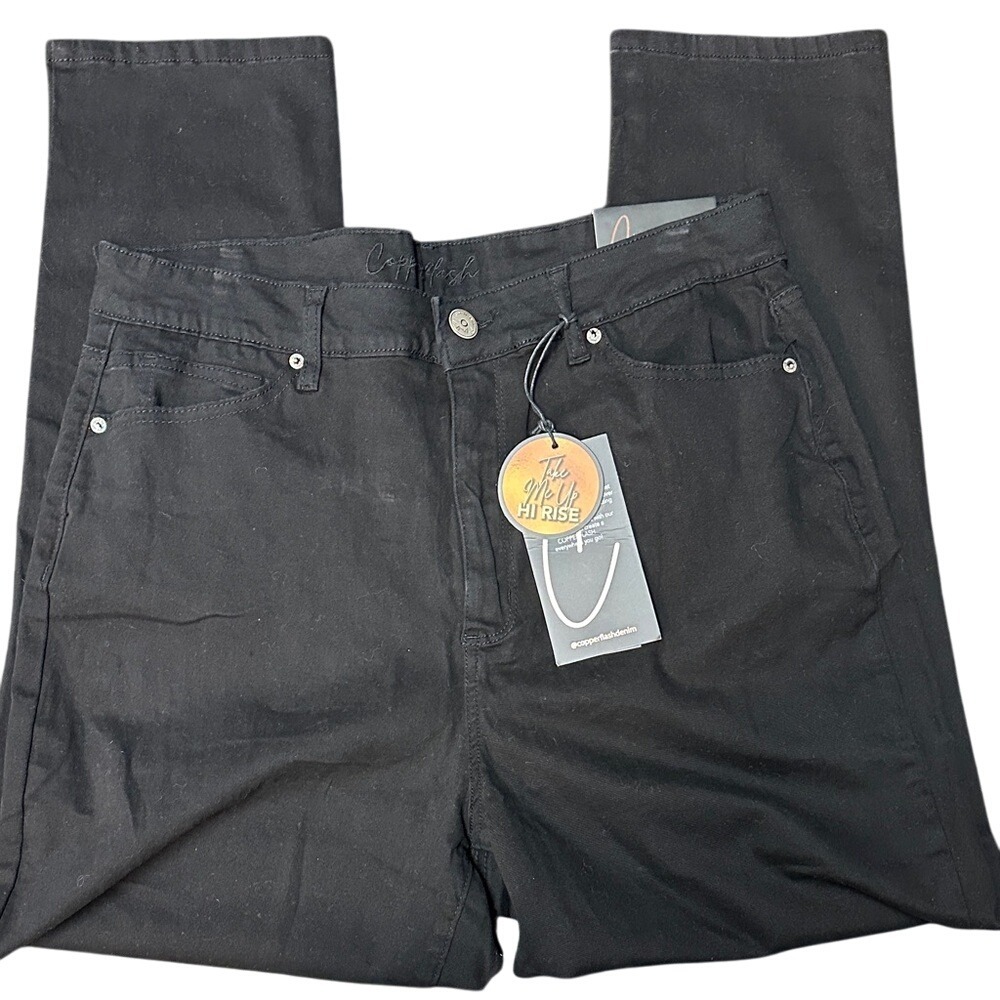 Copperflash Skinny Jeans Womens 14W Black High Rise Curvy‎ NWT Stretch
